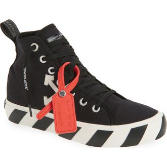 Off-white Mid Top Vulcanized Sneaker in White And Canvas Black at Nordstrom Rack, Size 10Us / 43Eu