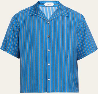 Versace Mens Meandr Print Silk Camp Shirt