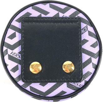 Versace Black Purple Leather Pouch (Pre-Owned)