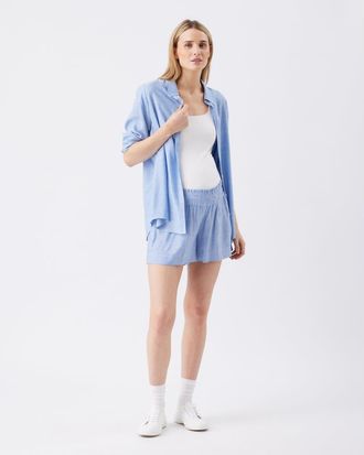 Ripe Abby Stripe Short in Blue /White at Nordstrom, Size X-Large