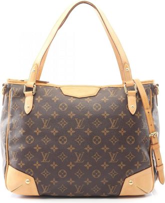 Louis Vuitton Brown Monogram Coated Canvas Leather Tote Bag (Pre-Owned)