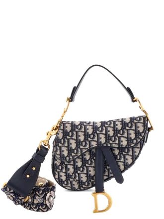 Dior Saddle Handbag with Strap Oblique Canvas Mini shoulder bag - Blu