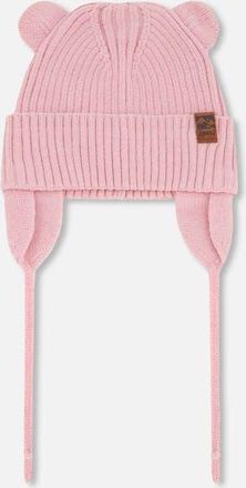 Deux par Deux Girl Logo Patch Ribbed Knit Hat in Pale Pink at Nordstrom, Size 18-24 M