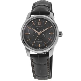 Longines Conquest Heritage Central Power Reserve Automatic Grey Dial Leather Strap Mens Watch L1.648.4.62.2