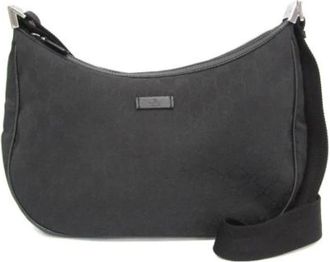 Gucci Pre-owned Shoulder Bags, female, Black, Size: ONE SIZE Pre-owned Canvas Shoulder Bag