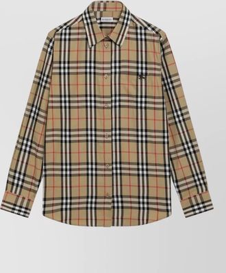 Burberry check pattern shirt long sleeves straight cut
