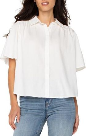 Liverpool L.A. Flutter Sleeve Button-Up Shirt in White at Nordstrom Rack, Size Large
