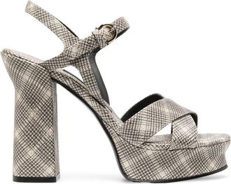 Ferragamo Sonya checked 120mm sandals - women - Goat Skin/Calf Leather/Calf Leather - 5.5 - Neutrals