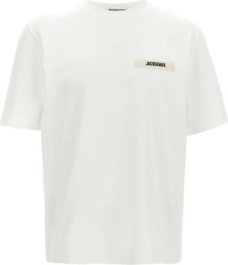 Jacquemus Gros Grain Katoenen T-shirt met Ronde Hals - Heren - T-shirts - Wit - L - Katoen - Tops
