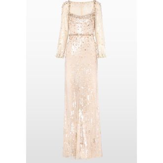 Jenny Packham Kestra Sequin-Embellished Maxi Dress in Almond at Nordstrom, Size 8 Uk