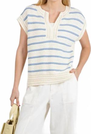 M&eacute;lissa Nepton Teresa Sweater Top In Cream Blue