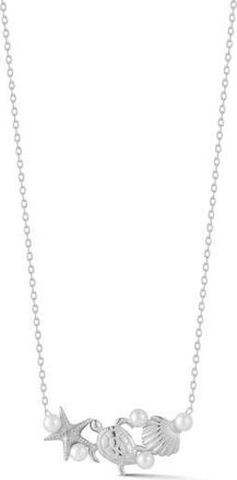 Glaze Jewelry Freshwater Pearl Shell & Sea Turtle Pendant Necklace in Silver at Nordstrom Rack