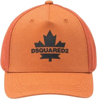 Dsquared2 Maple-leaf Logo-print Baseball Cap - Heren - Petten - Oranje - L - Katoen - Accessoires