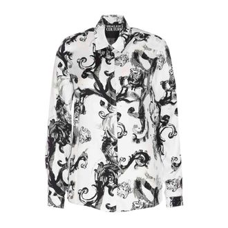 Versace Jeans Couture Shirts, female, White, Size: XL Watercolour Couture-print Shirt