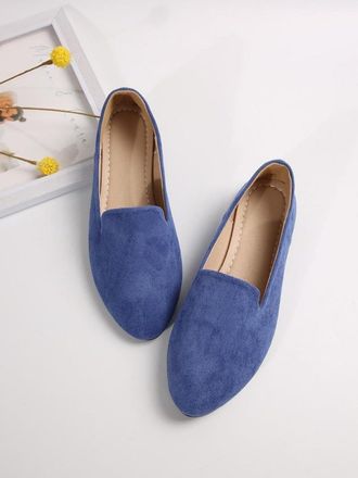 Generic Womens Pointed-Toe Flat Comfortable Slip On Business Work Office Flats Pointed Toe Dress Shoes Shoes Work Slip-Ons Blue