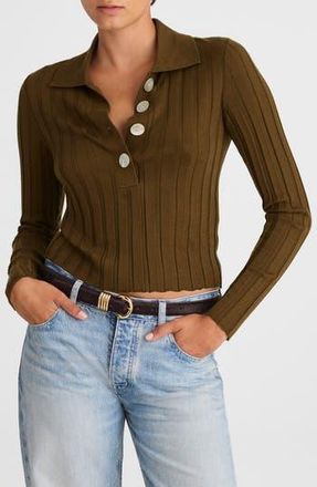 Madewell Merino Wool & Silk Polo Sweater in Bronzed Olive at Nordstrom Rack, Size Xx-Small