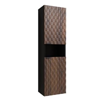 Petits Meubles Columna de pared 2 puertas paneles laminados madera y negro