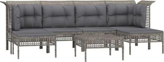 vidaXL Set De Muebles De Jard&iacute;n 7 Pzas Y Cojines Rat&aacute;n Sint&eacute;tico Gris Vidaxl