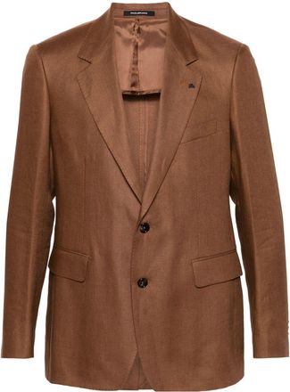 Tagliatore single-breasted linen blazer - men - Cupro/Linen/Flax - 54 - Brown