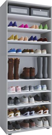 ebuy24 Ebuy24 - Estante De Zapato De Madera Vcm Dimensiones: Al. 183 X An. 70 X P. 37 Cm Armario Multiusos 9 Compartimentos Sin Puertas - Lona (gris)
