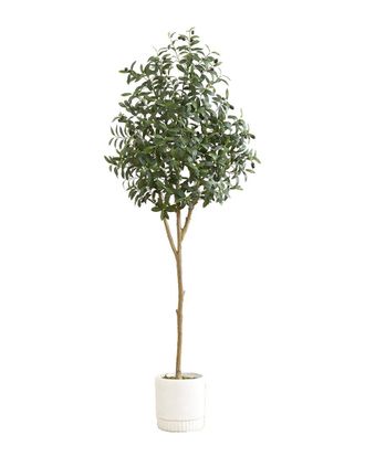 Nearly Natural 6Ft Artificial Olive Tree With Decorative Planter