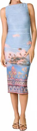 Line & Dot Island Mesh Midi Dress In Blue Multi