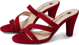Eric Michael Womens Eric Michael Crown Sandals Red Leather Slip On Block Heel VER1053