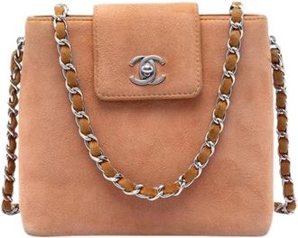 Chanel Pre-owned Vintage Suede Crossbody Bag - Dames - Vintage Schoudertas - Bruin - ONE Size - Leer - Vintage