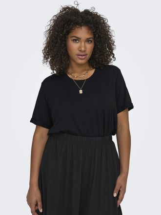 Only Carmakoma CARMOSTER S/S FOLD UP TOP JRS NOOS Materialmix, regular fit