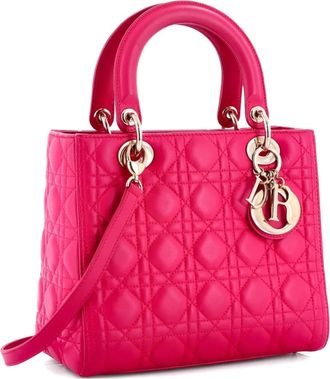 Dior Lady Dior Bag Cannage Quilt Lambskin Medium satchel - Rosa