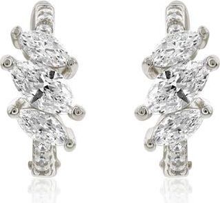 Suzy Levian Marquis Cubic Zirconia Huggie Hoop Earrings in Silver at Nordstrom Rack