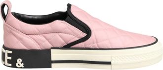 Dolce & Gabbana Low-Top Slip-On Sneakers - Dames - Sneakers - Roze - 37 1/2 EU - Katoen - Schoenen