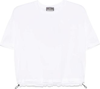 Herno Tops, Dames, Wit, S, Katoen, Witte Sweater met Trekkoord Kraag
