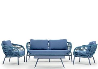 LLR Collection 4-teiliges Outdoor Design Lounge-Set Elba - Blau