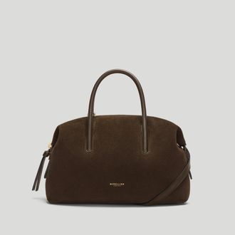 DeMellier The Small Stockholm in Mocha Suede Leather Top handle bag