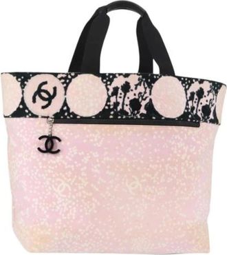 Chanel Pre-owned Tote Bags, female, Pink, Size: ONE SIZE Pre-owned Vintage Canvas Tote Bag