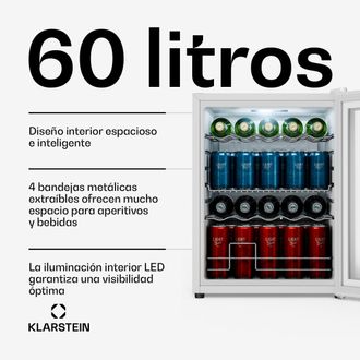 Klarstein Klarstein Beersafe Nevera Para Bebidas Con Puerta De Vidrio Espejo 64 X 48 Cm 85 W 60 Litros Blanco