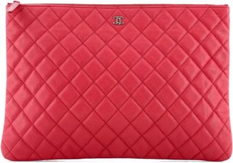 Chanel O Case grote gewatteerde Caviar clutch - Roze