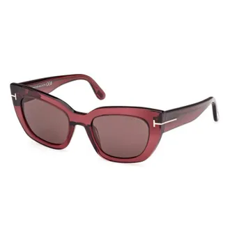 Tom Ford Sunglasses Cat Eye Full Rim, Shiny Bordeaux Frame And Brown Lens Ft119069E