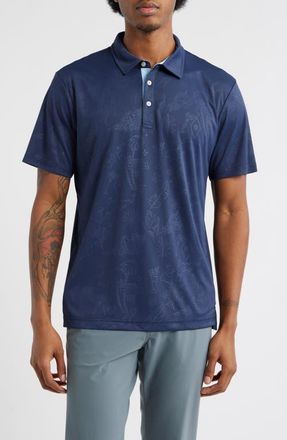 Swannies Clubhouse Icon Print Performance Golf Polo in Navy at Nordstrom, Size X-Large