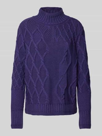Monari Strickpullover mit gerippten Abschlüssen in Lila, Größe 40