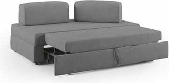 Divani.Store Divani.store - Liberty Divano senza pouf estraibile e schienali movibili in tessuto morbido impermeabile T02 160 cm grigio