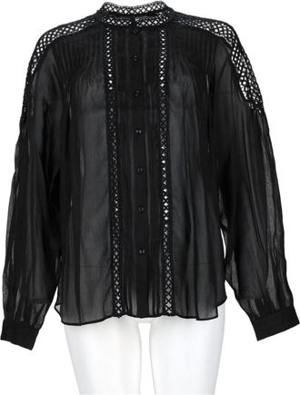 Isabel Marant Sheer Black Lace Viscose-Blend Blouse