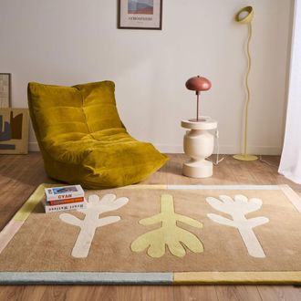 Nazar Rugs Alfombra de lana tejida a mano flores pastel 200x290