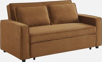 Sweeek Sweeek - Sof&aacute; Cama De Pana De 3 Plazas, Chill, Marr&oacute;n, 172.5x91.5x88.5 Cm