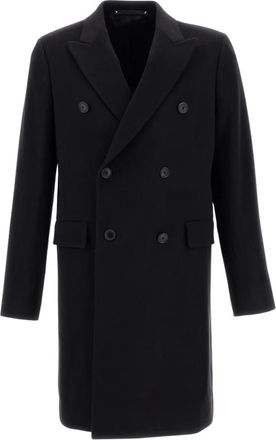 Paul Smith Lange Double-Breasted Jas - Heren - Mantel - Zwart - XL - Wol - Jassen