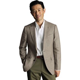 CHARLES TYRWHITT Linen Cotton Slim Fit Jacket in Mocha at Nordstrom, Size 40