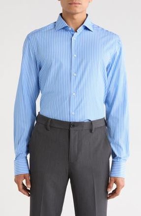 Canali Cotton Dress Shirt in Navy/White at Nordstrom Rack, Size 46