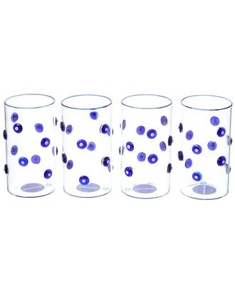 Jonathan Adler Set Of 4 Boxed Dottie Highball Glasses