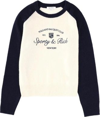 Sporty & Rich Polo and Racquet Club Crewneck Sweater - Heren - Cashmere truien - Veelkleurig - M - Wol - Truien & Vesten
